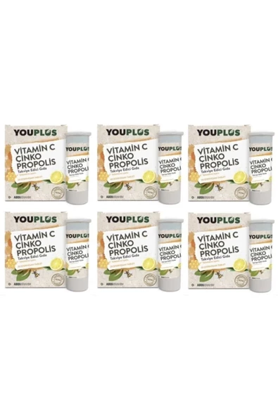 Youplus Vitamin C Çinko Propolis 20 Efervesan Tablet 6'lı ürün görseli 1