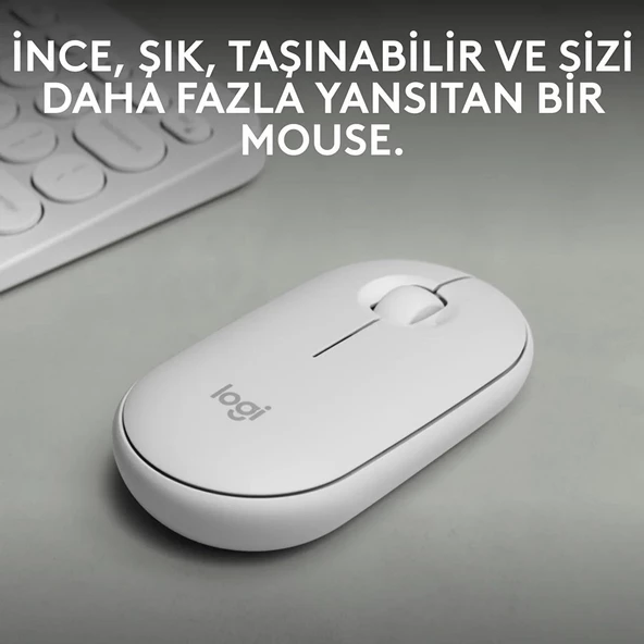 LOGITECH PEBBLE M350S BEYAZ KABLOSUZ SESSİZ MOUSE 910-007013