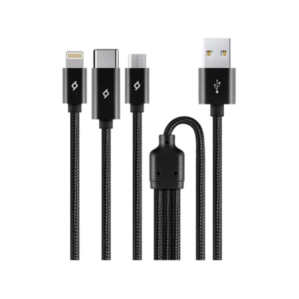 Ttec 100CM 2.1A Süper Hızlı 3in1 USB to Type-C, Lightning, Micro USB Data Şarj Kablosu, Halat Kopmaz