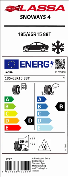 LASSA 185/65 R15 88T SNOWAYS 4 OTO KIŞ LASTİĞİ (ÜRETİM YILI: 2024) - 3