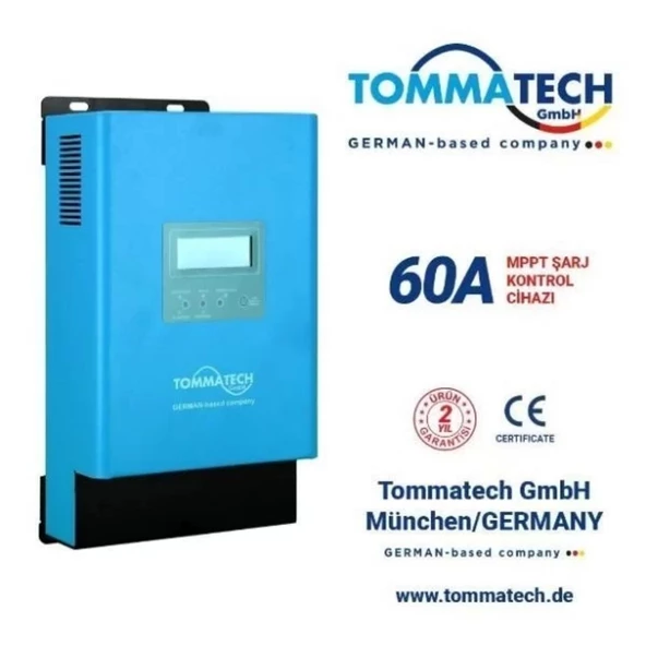 Tommatech 60 Amper Mppt Solar Şarj Kontrol Cihazı Lcd 12/24/48 Volt