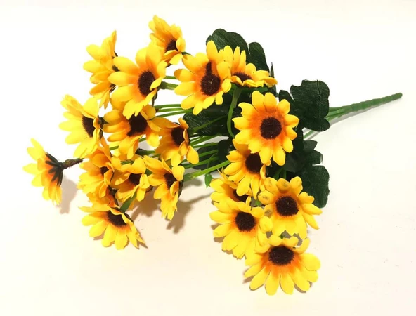 Nettenevime Sarı Papatya Yapay Çiçek 30 cm 6 Dal 24 Kafa - Resim 3