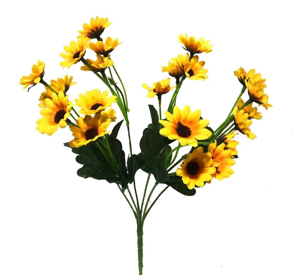 Nettenevime Sarı Papatya Yapay Çiçek 30 cm 6 Dal 24 Kafa - Resim 2