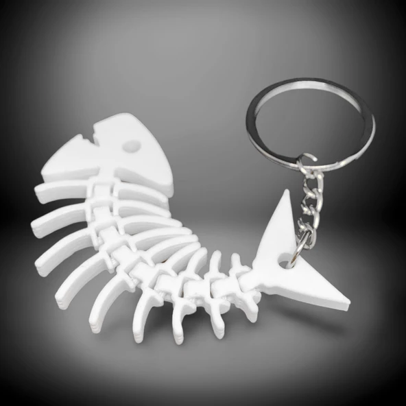 3D Haraketli Balık Anahtarlık - Beyaz - 5