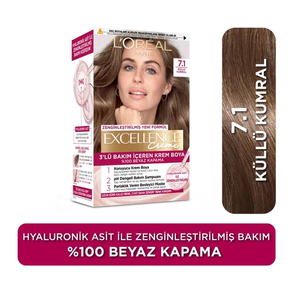 L’Oréal Paris Excellence Creme 7.1 Küllü Kumral Saç Boyası