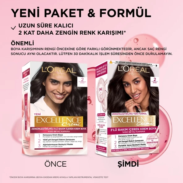 L’Oréal Paris Excellence Creme 2 Siyah Saç Boyası - 3