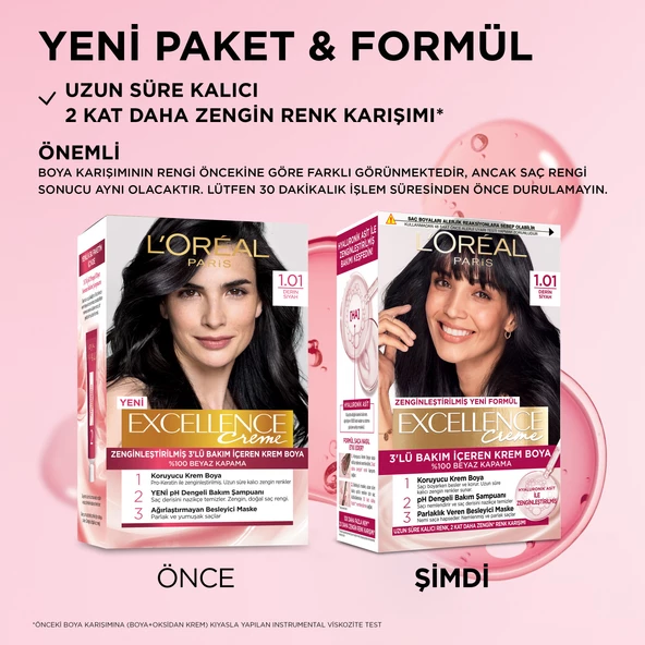 L’oréal Paris Excellence Creme 1.01 Derin Siyah Saç Boyası - 3