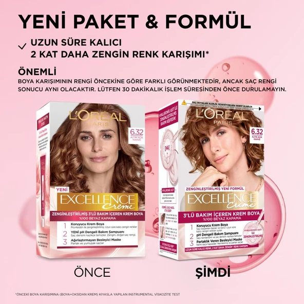 L’oréal Paris Excellence Creme 6.32 Altın Açık Kahve Saç Boyası - 3