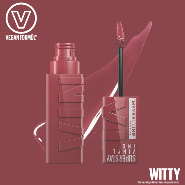 Maybelline New York Super Stay Vinyl Ink Uzun Süre Kalıcı Likit Parlak Ruj 40 Witty - 6