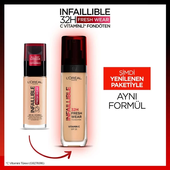 L'oréal Paris Infaillible 32H Fresh Wear C Vitaminli Fondöten - 125 Natural Beige - 3