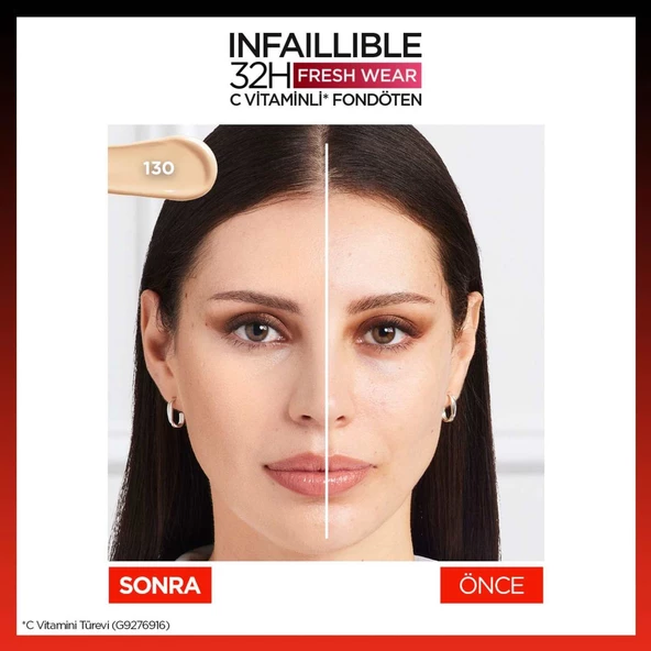 L'Oréal Paris Infaillible 32H Fresh Wear C Vitaminli Fondöten - 130 True Beige - 5
