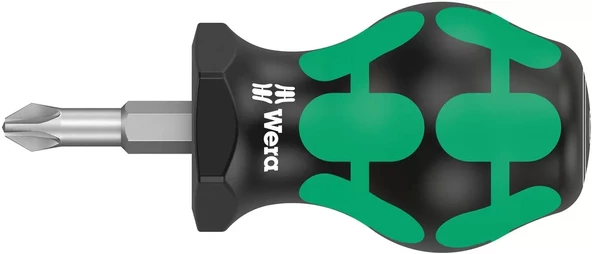 Wera 355 PZ Pozidriv Stubby/Topaç/Karbüratör Tornavidası, PZ 2 x 25 mm