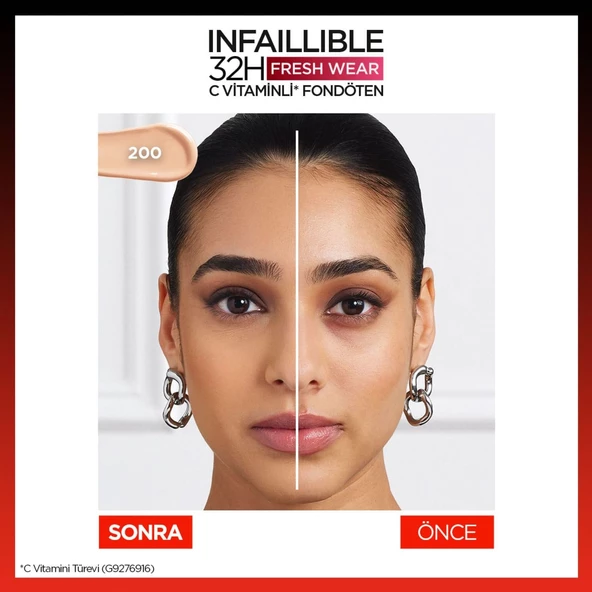 L'Oréal Paris Infaillible 32H Fresh Wear C Vitaminli Fondöten - 200 Natural Linen - 5