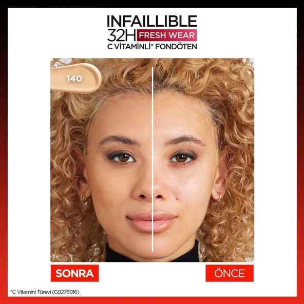 L'Oréal Paris Infaillible 32H Fresh Wear C Vitaminli Fondöten - 140 Golden Beige - 5