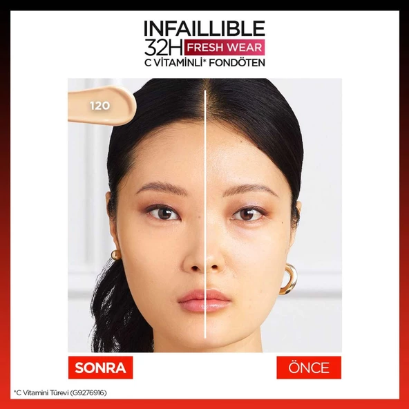 L'Oréal Paris Infaillible 32H Fresh Wear C Vitaminli Fondöten - 120 Golden Vanilla - 5