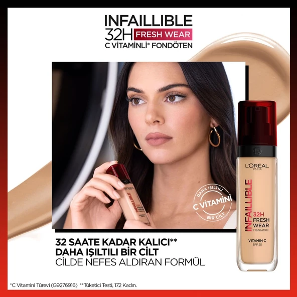 L'Oréal Paris Infaillible 32H Fresh Wear C Vitaminli Fondöten - 145 Rose Beige - 2