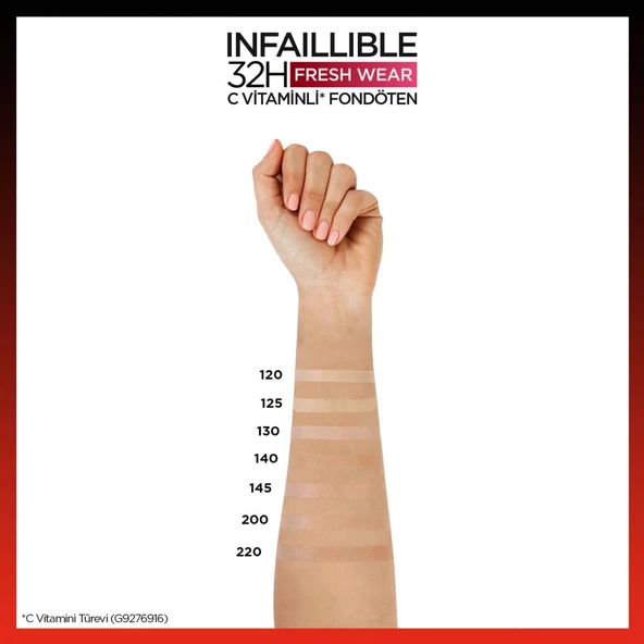 L'Oréal Paris Infaillible 32H Fresh Wear C Vitaminli Fondöten - 145 Rose Beige - 7