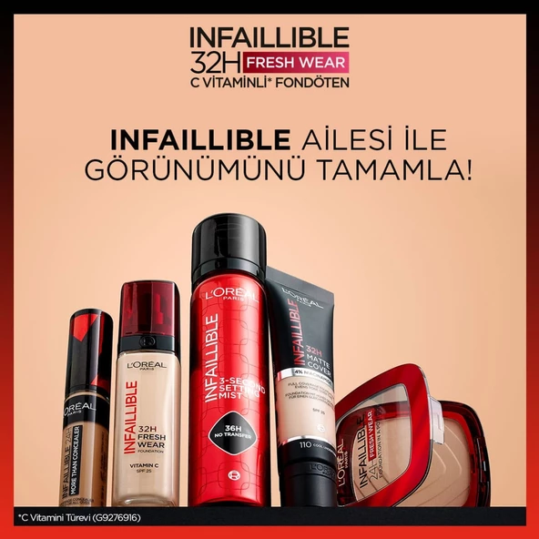 L'Oréal Paris Infaillible 32H Fresh Wear C Vitaminli Fondöten - 145 Rose Beige - 9