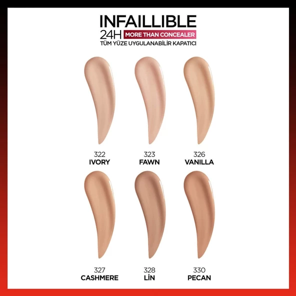 L'Oréal Paris Infaillible 24H Tüm Yüze Uygulanabilir Kapatıcı - 327 Cashmere - 8
