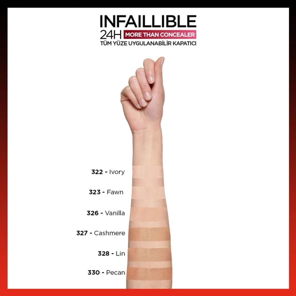 L'Oréal Paris Infaillible 24H Tüm Yüze Uygulanabilir Kapatıcı - 327 Cashmere - 7