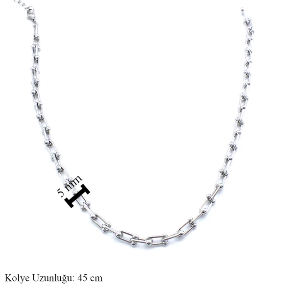 Çelik Zincir Kolye 316L Tiffany Model 5 MM ZN-309 - Resim 3