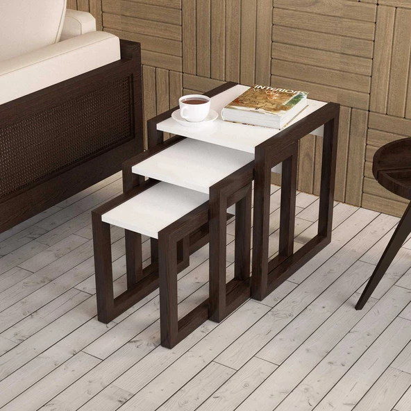 MODİLAYN Hülya Zigon Sehpa Takımı High Gloss -VENGE - 2