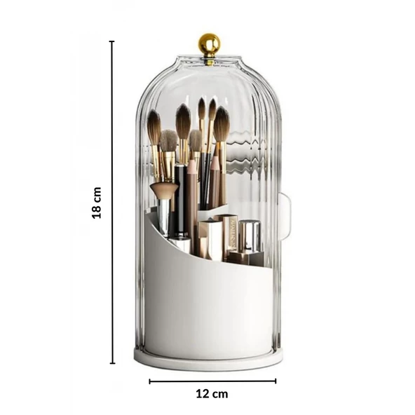 Piev House By House Füme Kapaklı 360 Dönebilen Standlı Fırça Kozmetik Makyaj Düzenleyici Organizer - 2