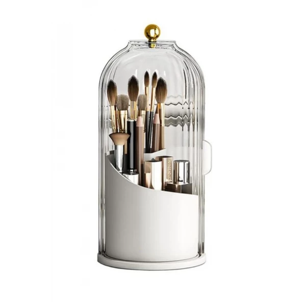 Piev House By House Füme Kapaklı 360 Dönebilen Standlı Fırça Kozmetik Makyaj Düzenleyici Organizer - 3