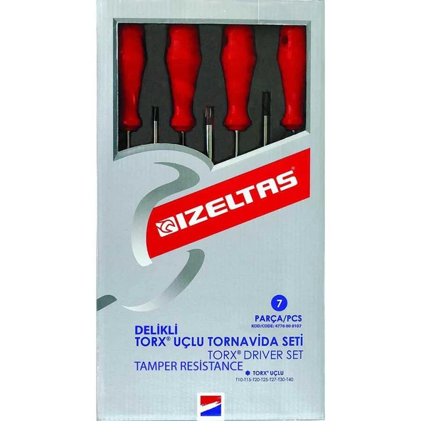 İzeltaş 7 Parça Delikli Torx Uçlu Tornavida Takımı