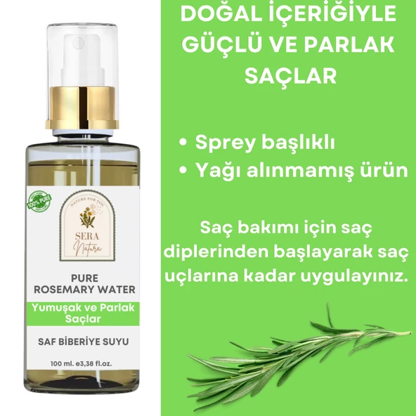 Saf Biberiye Suyu Saç Bakım Toniği 100 ml. %100 Saf - 3