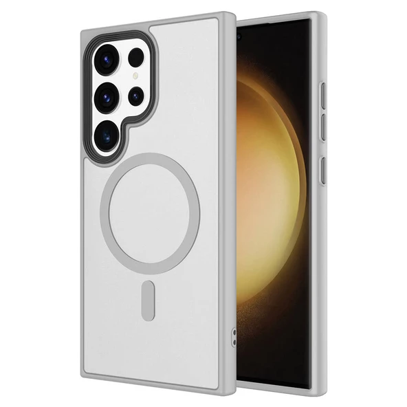 Samsung Galaxy S24 Ultra Kılıf Sert PC Arka Yüzey Wireless Şarj Özellikli Flet Magsafe Kapak - Resim 6