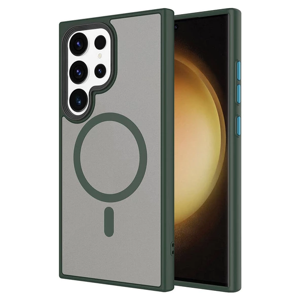 Samsung Galaxy S24 Ultra Kılıf Sert PC Arka Yüzey Wireless Şarj Özellikli Flet Magsafe Kapak - Resim 7