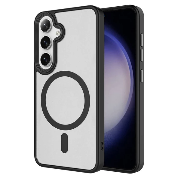 Samsung Galaxy S24 Plus Kılıf Sert PC Arka Yüzey Wireless Şarj Özellikli Flet Magsafe Kapak - Resim 2