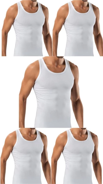 5 Adet Erkek Slim Fit Dar Kalıp Likralı Penye Sporcu Atleti(Rambo Atleti) - 3
