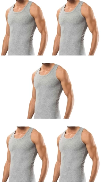 5 Adet Erkek Slim Fit Dar Kalıp Likralı Penye Sporcu Atleti(Rambo Atleti) - 4