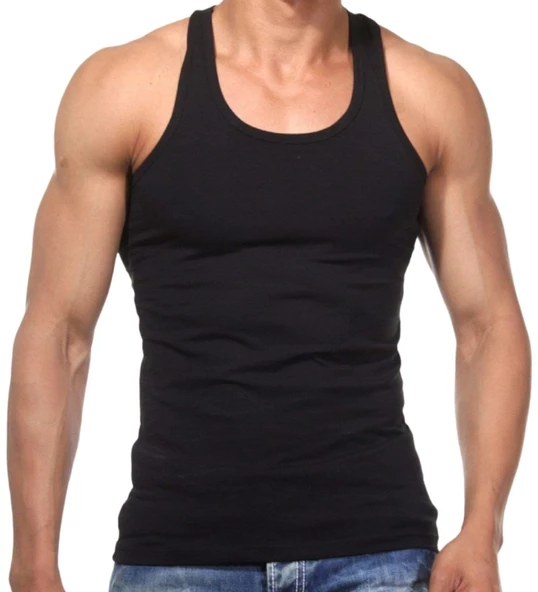 5 Adet Erkek Slim Fit Dar Kalıp Likralı Penye Sporcu Atleti(Rambo Atleti) - 5