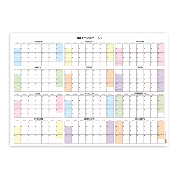 Amerikan Standardı 2025 Yıllık Planlayıcı Takvim, Pazar Başlangıç 2025 Takvim - 6