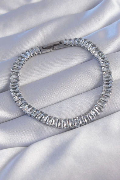 MuI MuI 316L Çelik Gümüş Renk Su Yolu Tasarımlı Bileklik