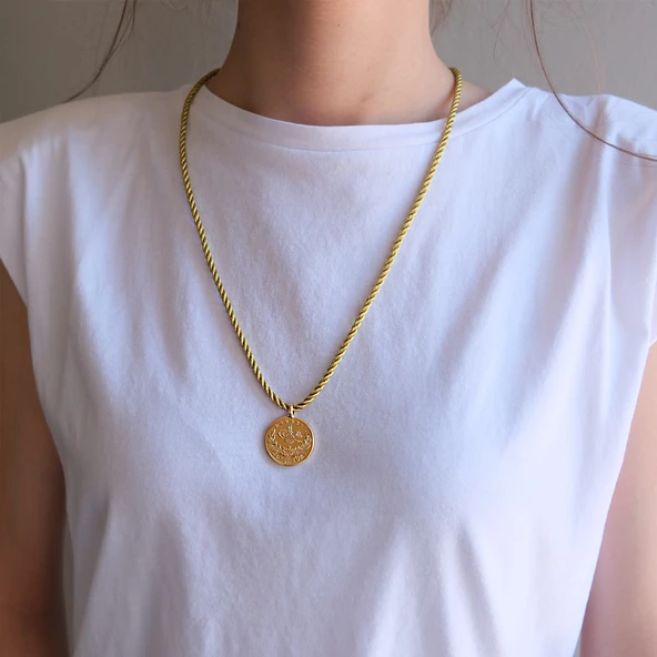 Altın Kaplama İmitasyon 2,5' luk Reşat Altın İpli Kolye KLY - 615 - Resim 2