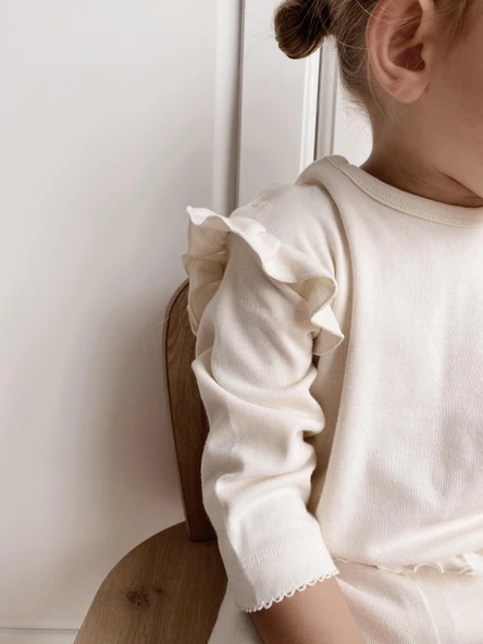 Naturaborn GOTS Organik Sertifikalı Kız Bebek Fırfırlı Tayt&Body Takım - 10