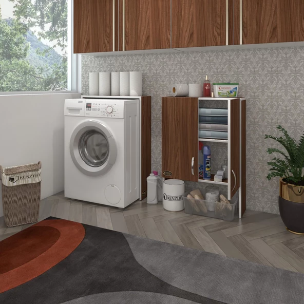Kenzlife çamaşır makinesi dolabı veronika cvz 180*066*20 banyo çift kapaklı arkalıksız - 2