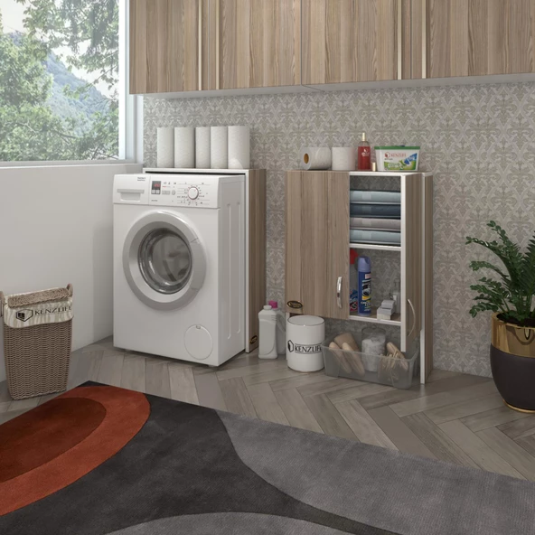 Kenzlife çamaşır makinesi dolabı veronika crd 180*066*20 banyo çift kapaklı arkalıksız - 2
