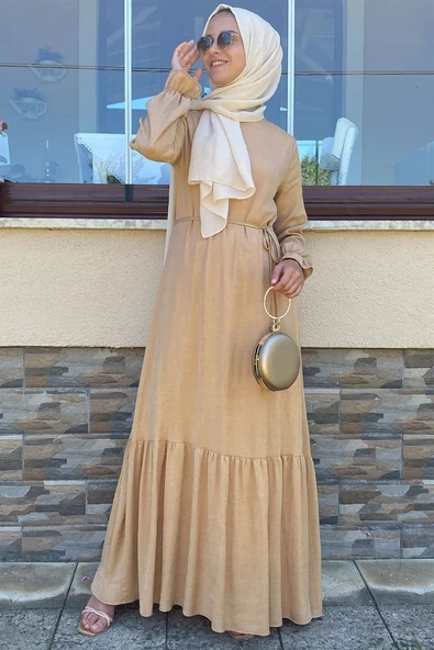 Duru Simli Camel Elbise - Resim 5
