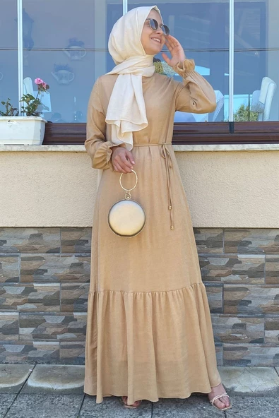 Duru Simli Camel Elbise - Resim 3
