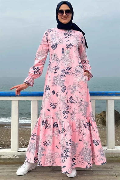 Irmak Organik Pamuklu Elbise Pembe - 5