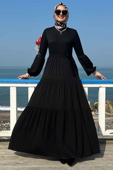 Asil Siyah Elbise - 6