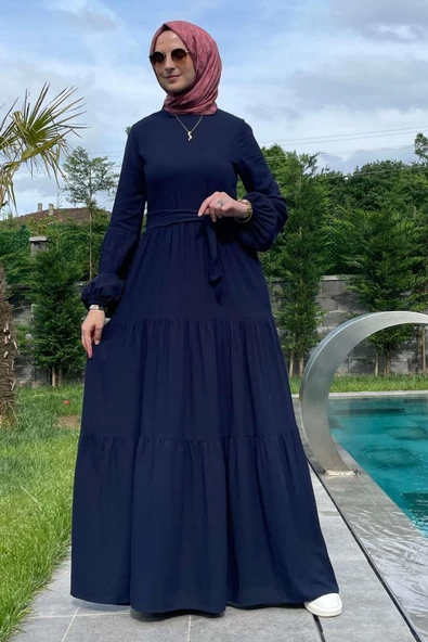 Asil Lacivert Elbise - 3