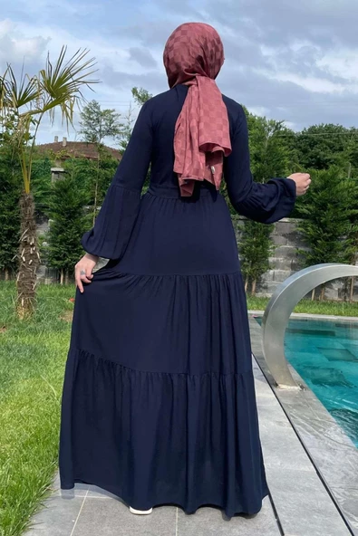 Asil Lacivert Elbise - 11