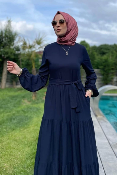 Asil Lacivert Elbise - 2