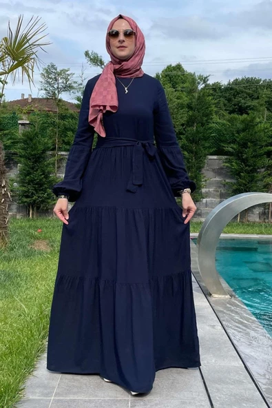 Asil Lacivert Elbise - 10